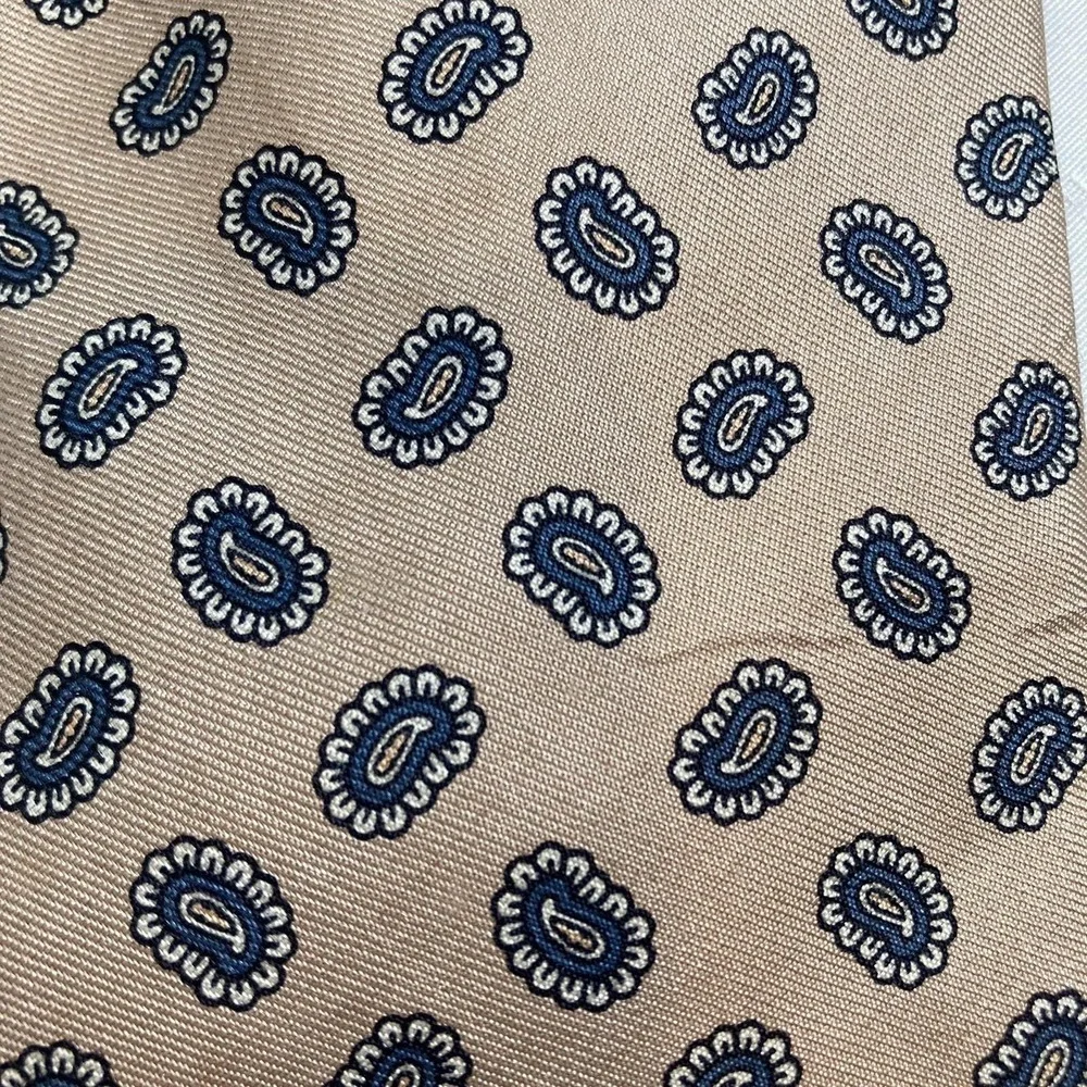 VTG 90s ROBERT‎ TALBOTT x SATEL'S Mens Beige Paisley Tie Retro Preppy Old Money